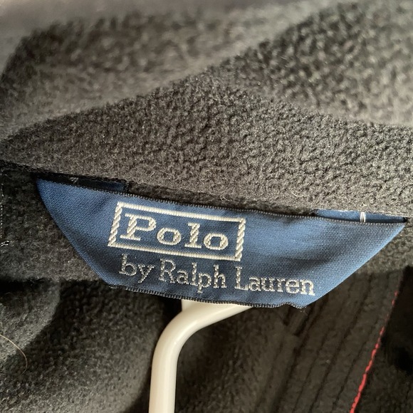 Polo Ralph Lauren Jacket men's Large Fleece Full Zip Packable Hood Bomber Black - Picture 5 of 16